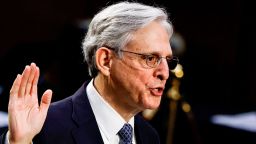 Judge Merrick Garland is sworn in to testify before a Senate Judiciary Committee hearing on his nomination to be US Attorney General on Capitol Hill in Washington, DC on February 22, 2021. 