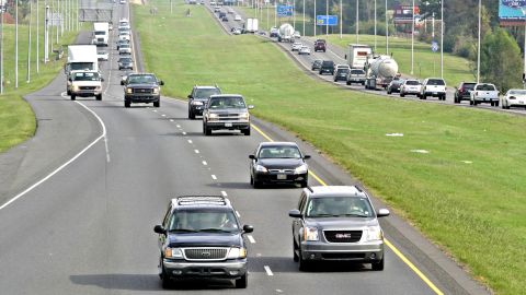 Motorists drive their vehicles along Interstate 20 in Shreveport, Louisiana, in a file photo from 2007.