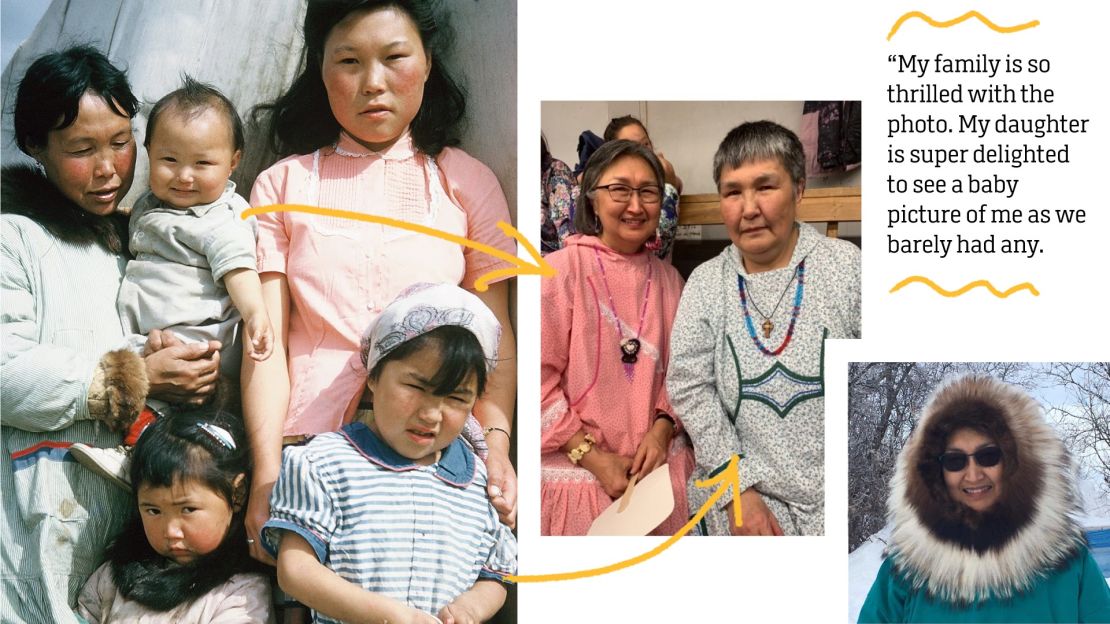 Abby Augustine is in the photos, alongside her mother and sisters. In the center she's pictured with her sister Emily Crane today.