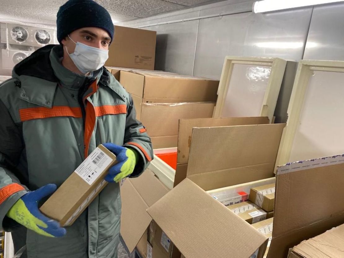 Boxes of Sputnik V are kept in cold storage before shipment.