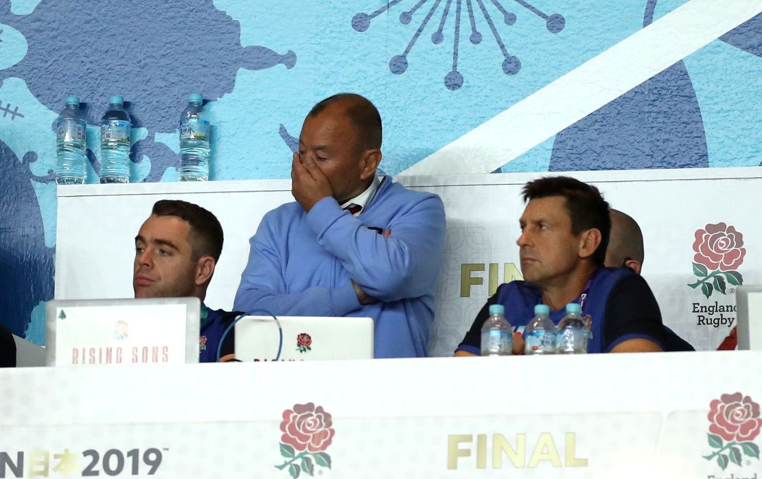 Jones looks on during England's World Cup final defeat by South Africa.