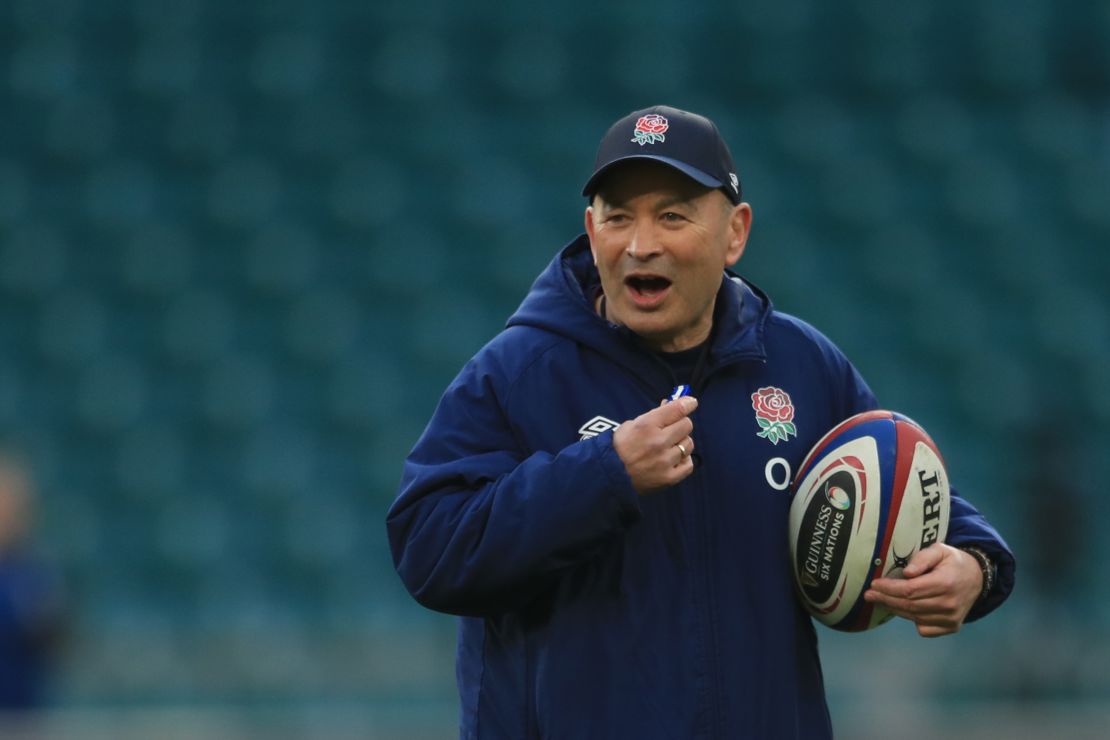 Eddie Jones leads an England team training session during this year's Six Nations.