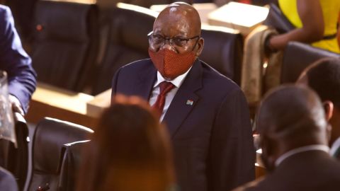 Former South African President Jacob Zuma arrives Commission of Inquiry into State Capture  in Johannesburg, on November 16, 2020.