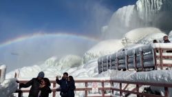 Stunning footage shows Niagara Falls partially covered in ice