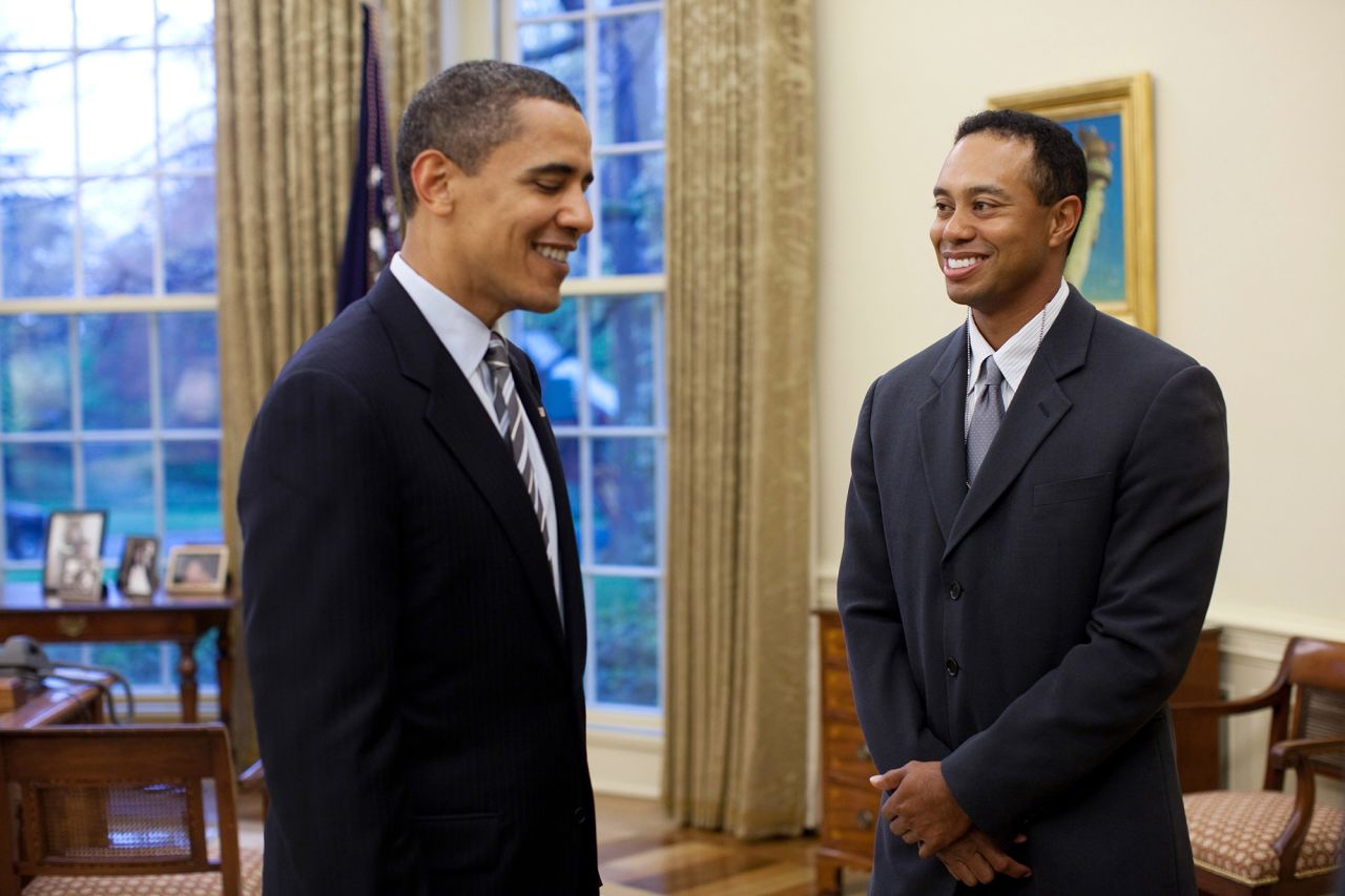 President Barack Obama hosted Woods in the White House Oval Office in April 2009.