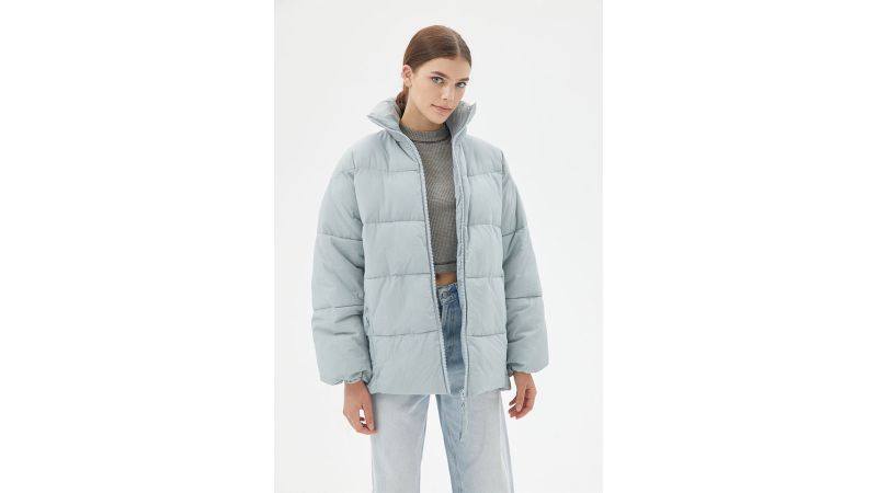 grey puffer coat with fur hood