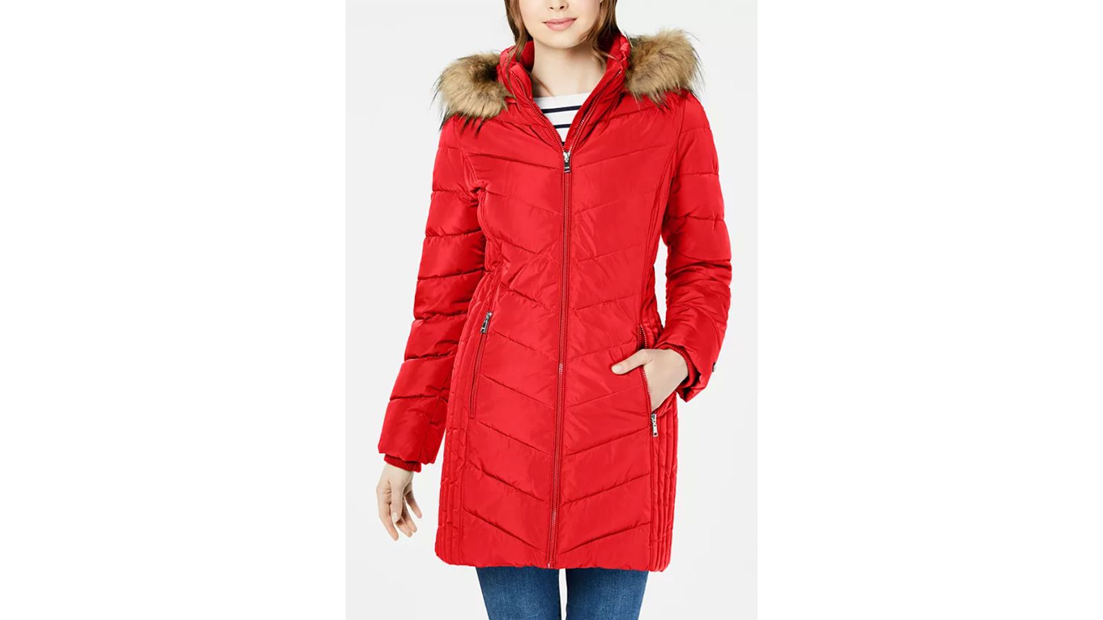 Women Winter Warm Hooded Coat Windproof Faux Fur Parka Jacket Trench Outwear