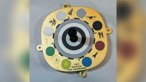The Mastcam-Z's calibration target includes different symbols.