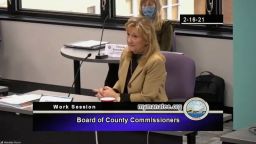 Vanessa Baugh speaks at a Manatee County Board of County Commissioners meeting on February 16.