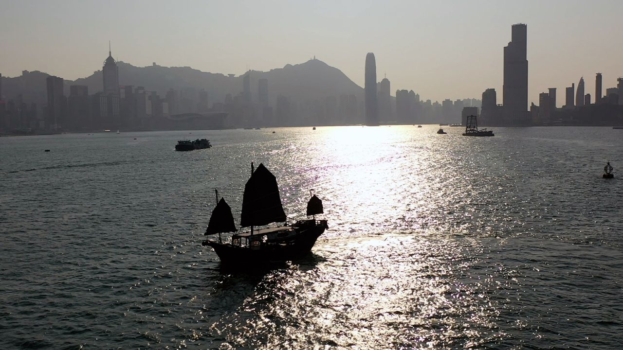 The Dukling sails on Victoria Harbour.