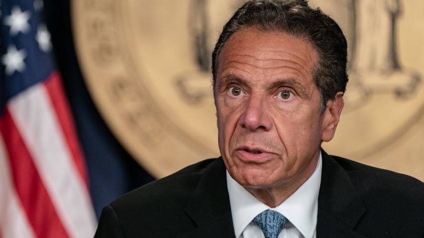 NEW YORK, NY - JULY 23: New York Gov. Andrew Cuomo speaks during the daily media briefing at the Office of the Governor of the State of New York on July 23, 2020 in New York City. The Governor said the state liquor authority has suspended 27 bar and restaurant alcohol licenses for violations of social distancing rules as public officials try to keep the coronavirus outbreak under control. (Photo by Jeenah Moon/Getty Images)