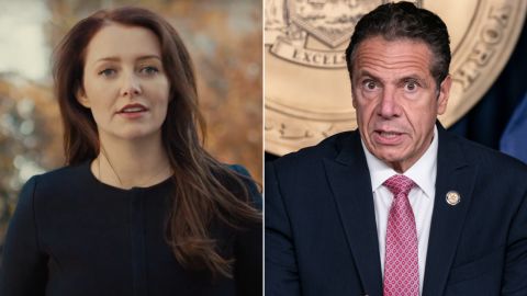 Lindsey Boylan, on left, is a former aide of New York Gov. Andrew Cuomo, on right.