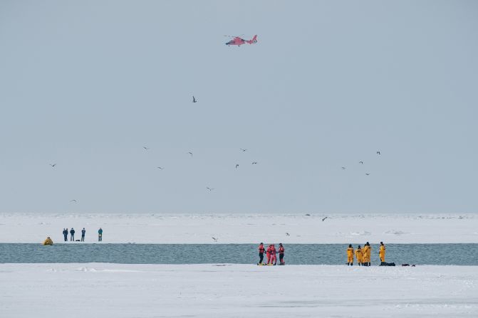 People are rescued by the members of the US Coast Guard after <a href="https://www.cnn.com/2021/02/22/us/lake-erie-coast-guard-rescue-trnd/index.html" target="_blank">they were stranded on floating sheets of ice in Lake Erie</a> on Sunday, February 21. The group became stuck on two ice floes near a waterfront park in Cleveland.