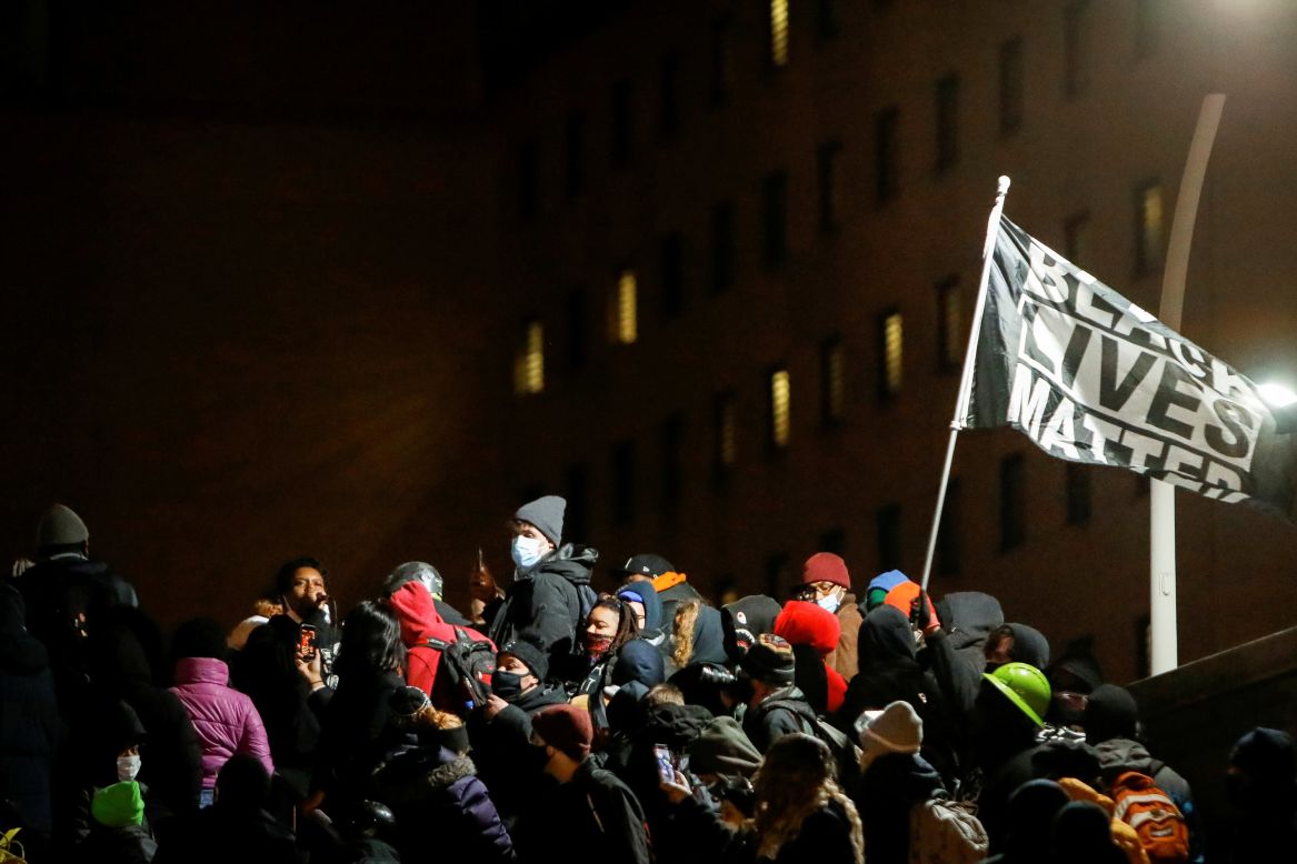 Protesters march in Rochester, New York, on Tuesday, February 23, after <a href="https://www.cnn.com/2021/02/24/us/daniel-prude-officers-decision-protest-reactions/index.html" target="_blank">a grand jury voted not to indict any police officers</a> on charges relating to Daniel Prude's death. Prude, a 41-year-old Black man, was having a mental health episode on March 23 when officers handcuffed him, covered his head with a "spit sock" and held him on the ground in a prone position. Prude was taken to a hospital, declared brain dead and died a week later.