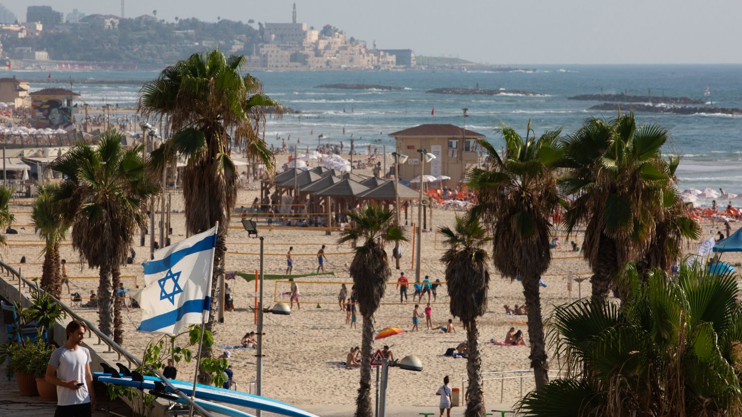 A beach beyond the old city of Jaffa in Tel Aviv, Israel, in July 2020. 
