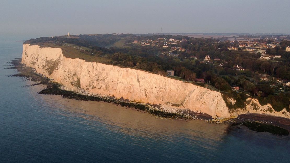 The White Cliffs of Dover in Kent, southeastern England -- one of the UK's most famous landmarks.
