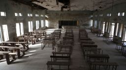 TOPSHOT - Empty classroom of the Government Science College where gunmen kidnapped dozens of students and staffs, in Kagara,  Rafi Local Government Niger State, Nigeria on February 18, 2021. 