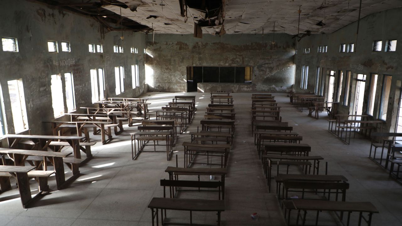 Empty classroom of the Government Science College where gunmen kidnapped dozens of students and staffs, in Kagara,  Rafi Local Government Niger State, Nigeria on February 18, 2021. 