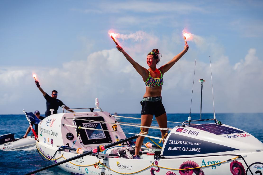 Jasmine Harrison, a 21-year-old from North Yorkshire, set a new world record for the youngest female solo rower to row any ocean after completing the Talisker Whisky Atlantic Challenge. 