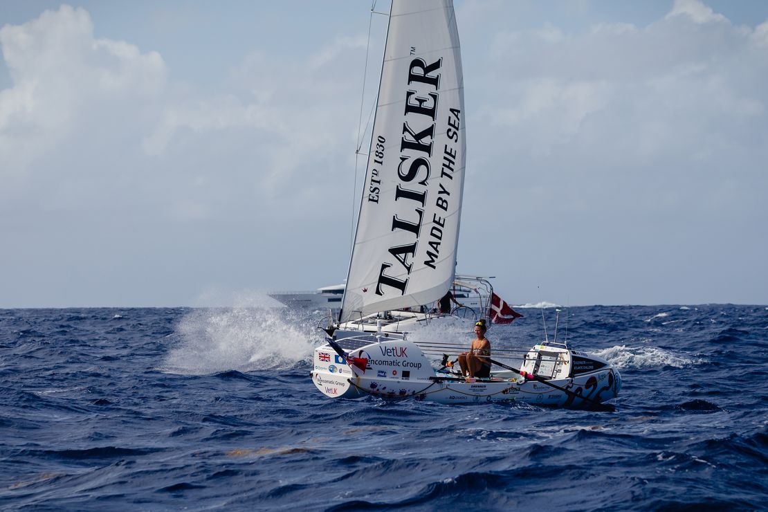 Harrison rowed 3,000 miles across the Atlantic in 70 days, three hours and 48 minutes.