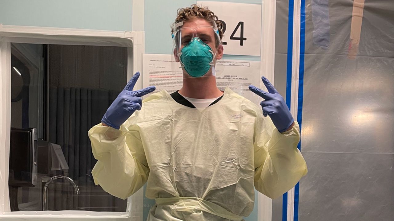 Evan Carroscia, a travel nurse working in San Diego.