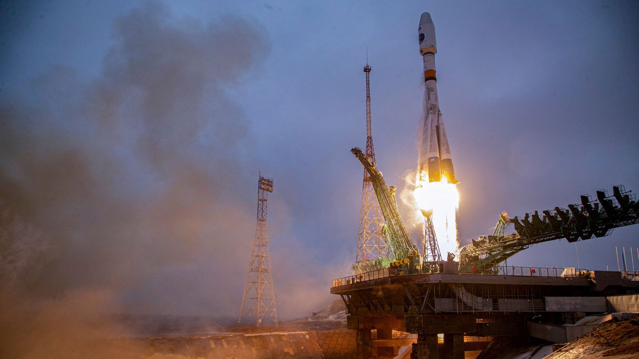 Russia's Arktika-M spacecraft for monitoring climate and environment in the Arctic region, during lift-off from the launchpad in Kazakhstan on February 28. 