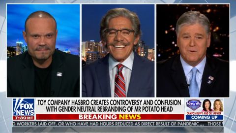 Dan Bongino, Geraldo Rivera and Sean Hannity discussing Mr. Potato Head on Fox News