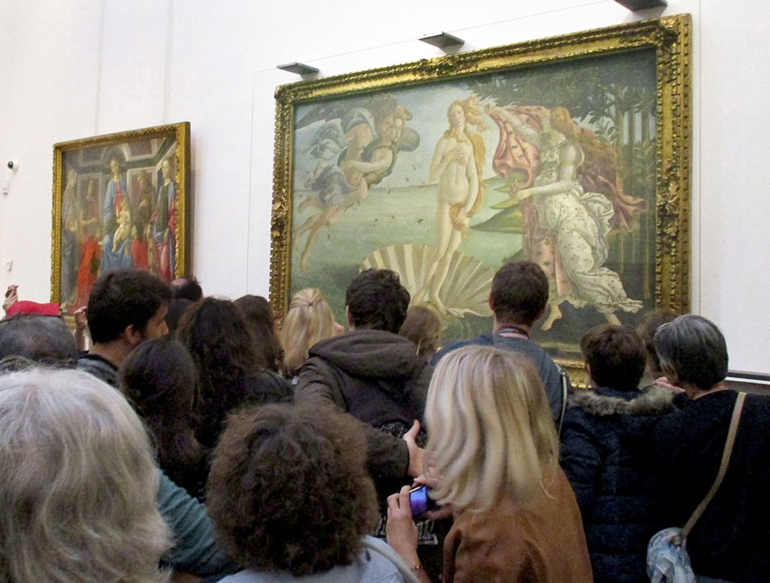 The crowds at the Uffizi Galleries for artworks like Botticelli's 