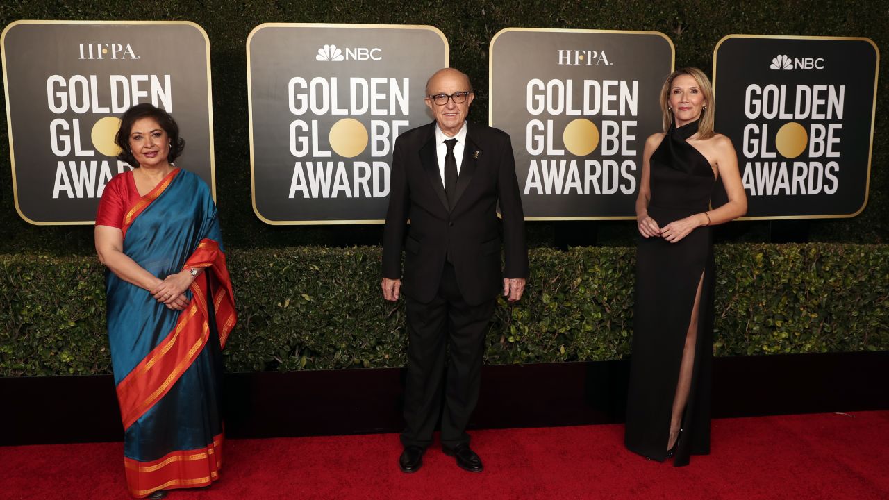 HFPA Board Chair Meher Tatna, HFPA President Ali Sar, and HFPA Vice President Helen Hoehne attend the 78th Annual Golden Globe Awards held at The Beverly Hilton and broadcast on February 28, 2021 in Beverly Hills, California.