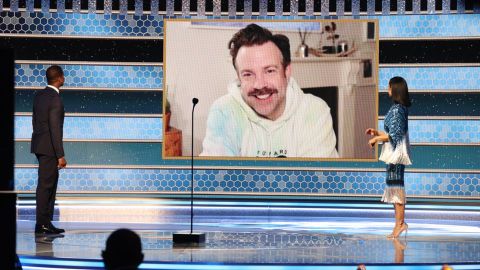Jason Sudeikis won for best television actor in a musical or comedy for 'Ted Lasso.' (Photo by: Christopher Polk/NBC)