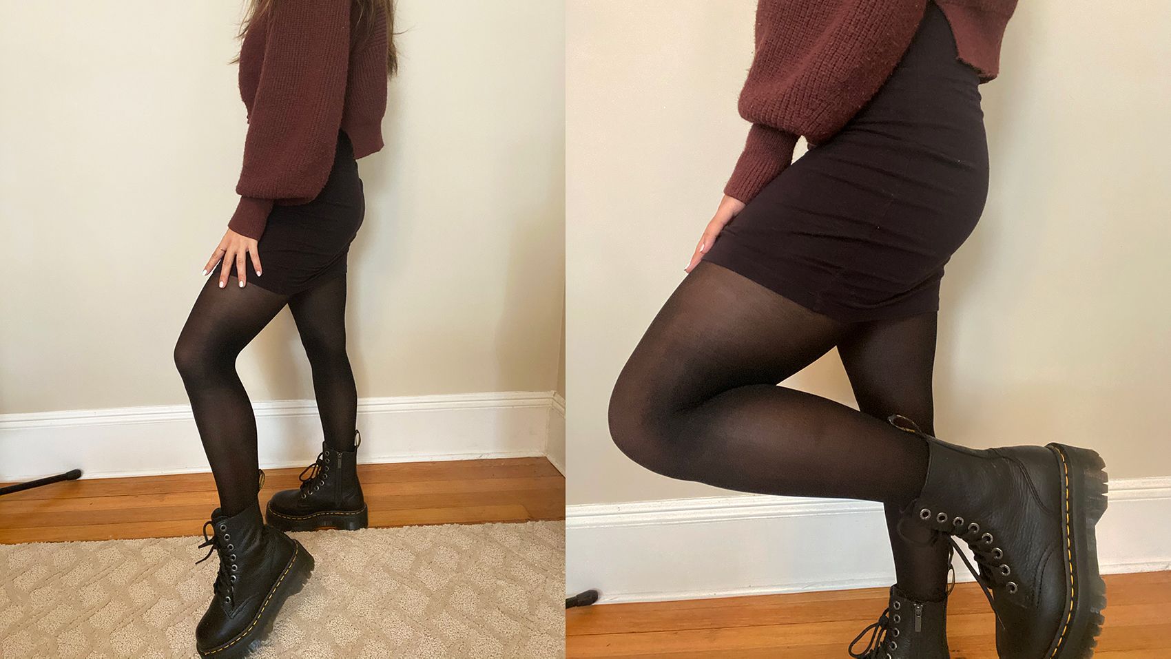 PANTYHOSE 2 in 1 & Leather Leggings Style TIGHTS REVIEW, TRY ON