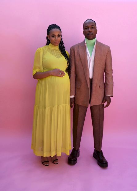 Nicolette Robinson joined her husband Leslie Odom, Jr. (right), who wore Valentino couture for the occasion.