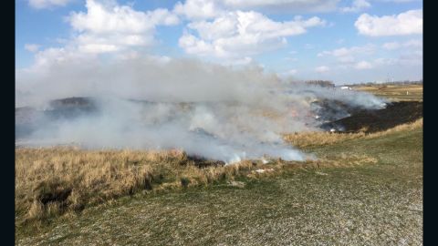 A picture of the controlled burning taking place at Royal St. George's. 