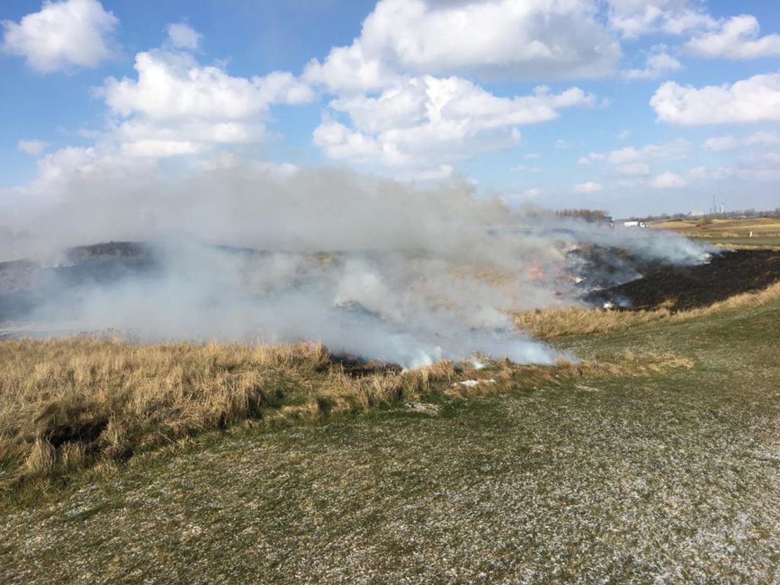 A picture of the controlled burning taking place at Royal St. George's. 