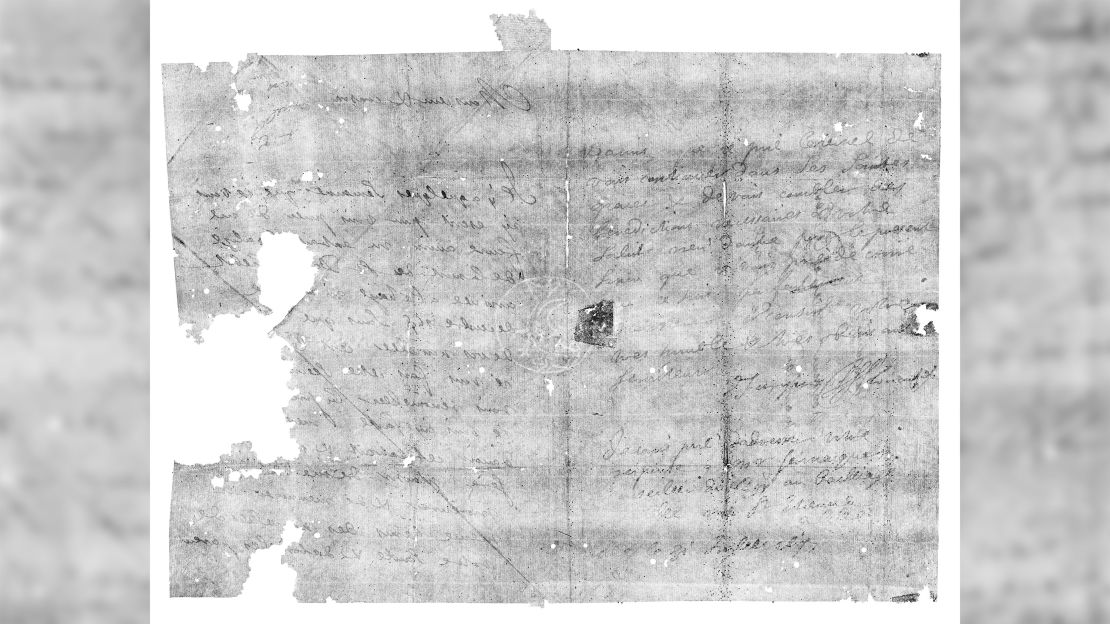 The letter contains a message from Jacques Sennacques dated July 31, 1697, to his cousin Pierre Le Pers, a French merchant. Also visible is a watermark in the center  containing an image of a bird.