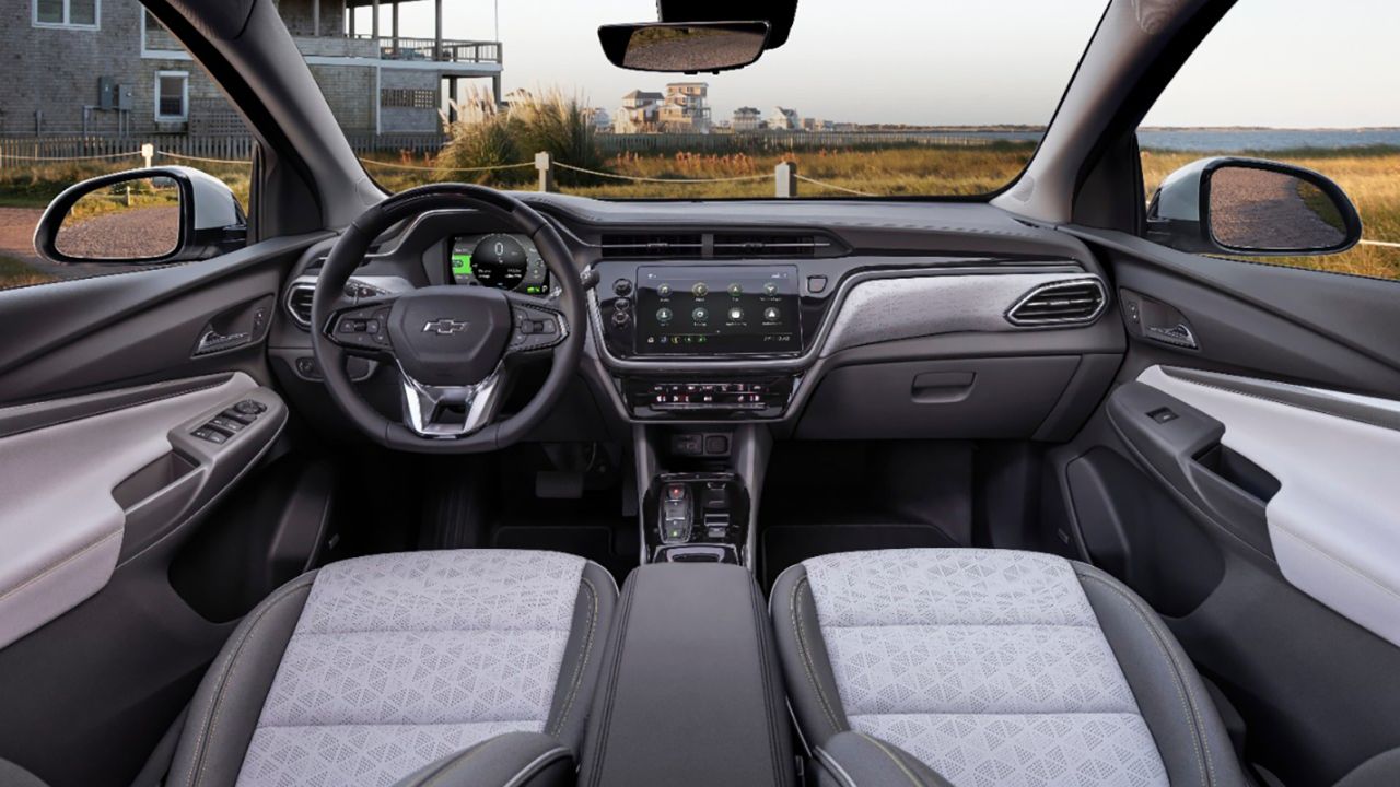 The Chevrolet Bolt EUV's interior is a little less quirky than the VW's.