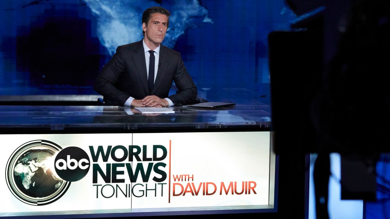 David Muir anchoring World News Tonight on ABC News