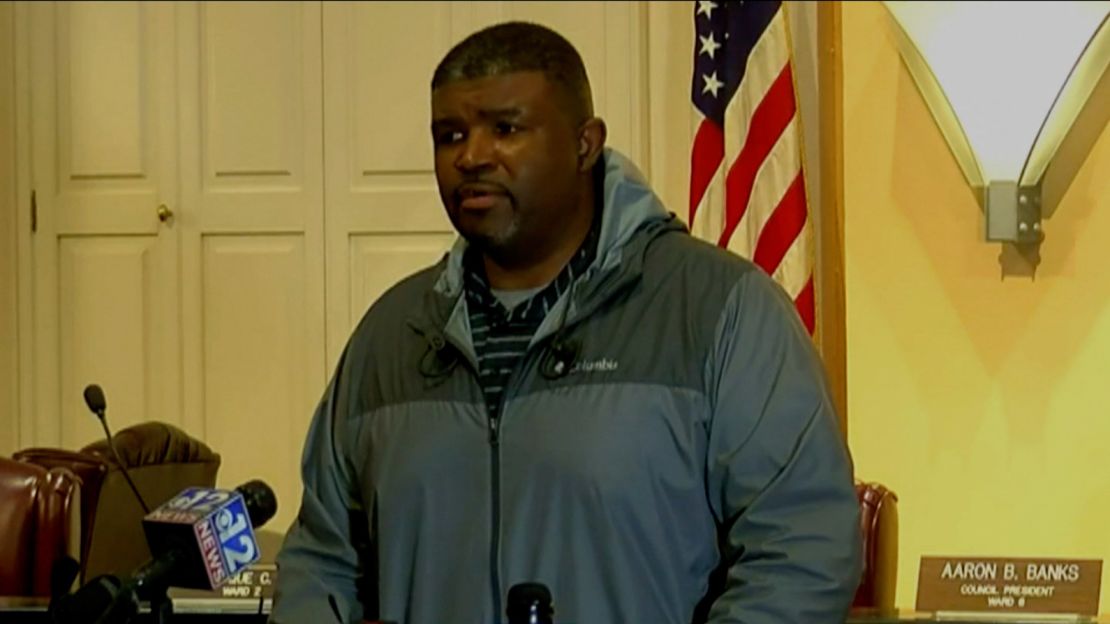 Dr. Charles Williams, director of Public Works, speaks during a news conference on Monday.