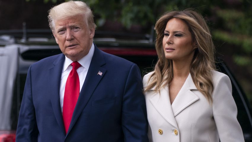 WASHINGTON, DC - MAY 25: U.S. President Donald Trump and first lady Melania Trump depart the White House for Baltimore, Maryland on May 25, 2020 in Washington, DC. The Trumps will attend a Memorial Day ceremony at the Fort McHenry National Monument and Historic Shrine despite objections by Baltimore Mayor Bernard C. "Jack" Young, whose residents remain under a stay-at-home order due to the coronavirus. (Photo by Sarah Silbiger/Getty Images)