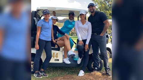 Pro women golfers Sierra Sims, Shasta Averyhardt, Mariah Stackhouse and Cheyenne Woods and  center fielder for the Yankees Aaron Hicks, from Shasta Averyhardt's Instagram.