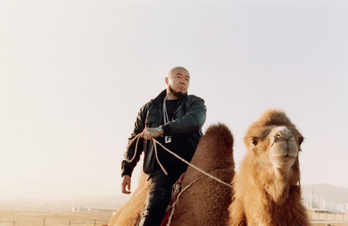 Rapper Big Gee riding a Bactrian camel in Mongolia's capital. Scroll through the gallery to see more images from photographer and filmmaker Alex de Mora's project, "Straight Outta Ulaanbaatar."