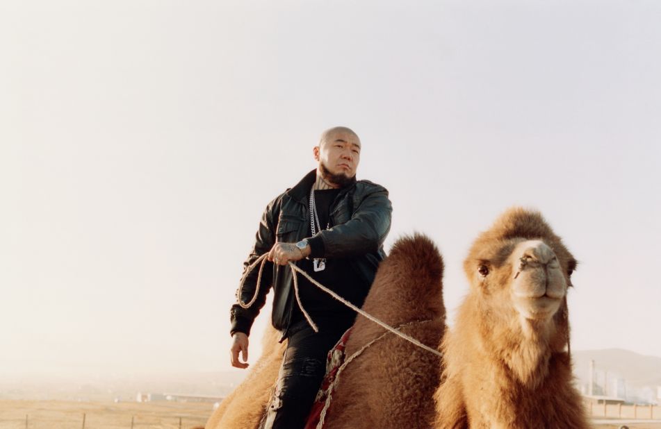 Rapper Big Gee riding a Bactrian camel in Mongolia's capital. Scroll through the gallery to see more images from photographer and filmmaker Alex de Mora's project, "Straight Outta Ulaanbaatar."