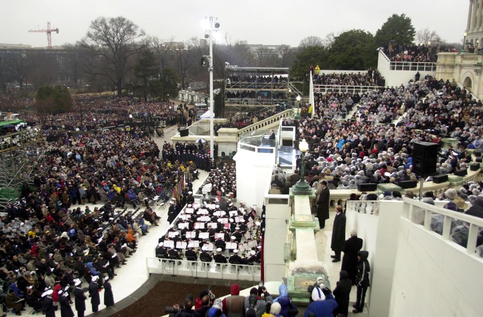 Bush delivers his inaugural address.