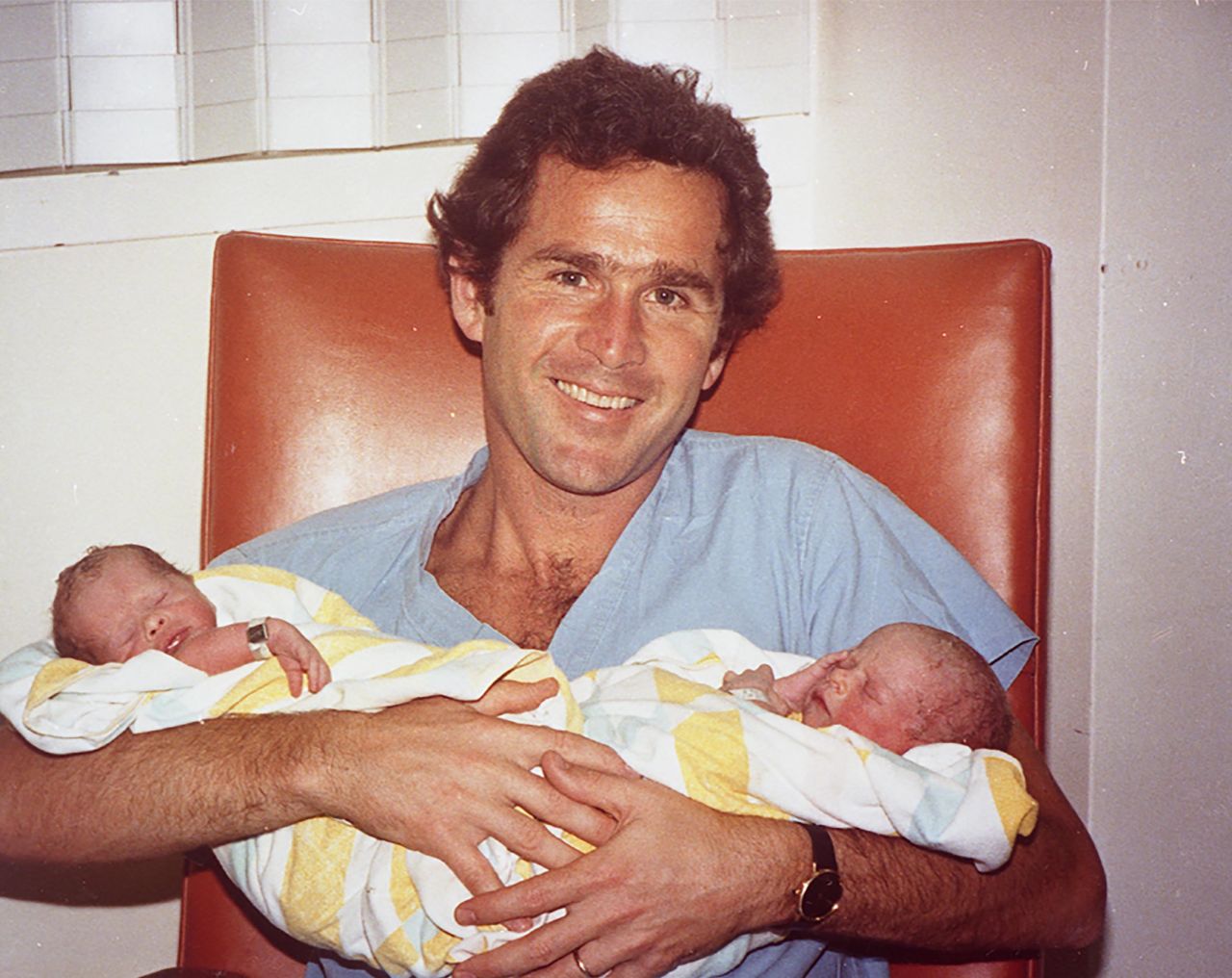 Bush holds his twin daughters, Barbara and Jenna, in 1981. At the time, he was the CEO of Arbusto Energy, an oil exploration firm he founded in 1977.