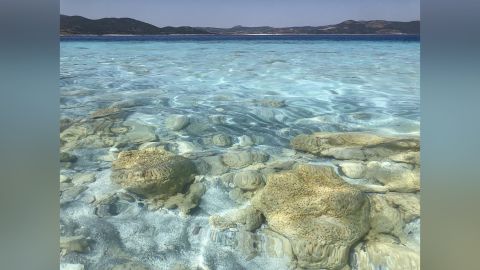 Rocks along the shoreline of Lake Salda in Turkey were formed by microbes that trap minerals and sediments in the water.