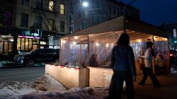 People continue to eat in dining pods despite indoor dining opening back up on Valentine's Day on February 14, 2021 in the Brooklyn borough of New York City. (Photo by Michael Loccisano/Getty Images)