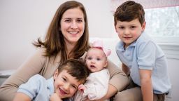 Devon Quasha and her children (left to right) Calvin 8, Anne 1, and Peter, 6.