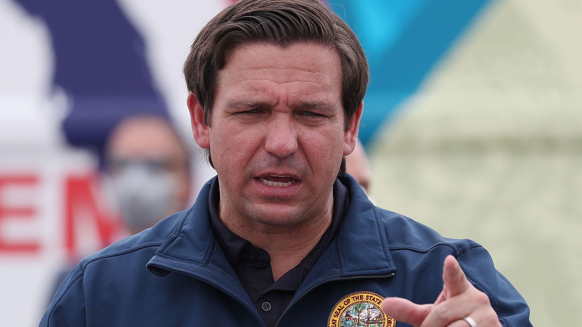 In this May 6, 2020, file photo, Florida Gov. Ron DeSantis speaks during a news conference at the Hard Rock Stadium testing site in Miami Gardens, Florida. 