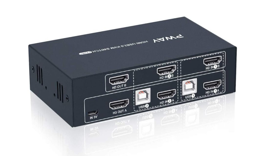 Steetek 2 Port Dual Monitor KVM Switch