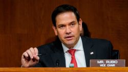 Ranking member Senator Marco Rubio (R-FL) questions witnesses during a Senate Intelligence Committee hearing on Capitol Hill on February 23, 2021 in Washington, DC.